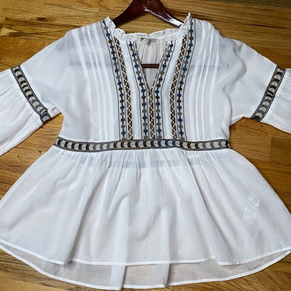 ❌SOLD❌Lucky Brand Embroidered Peasant Top - small - Picture 4 of 7